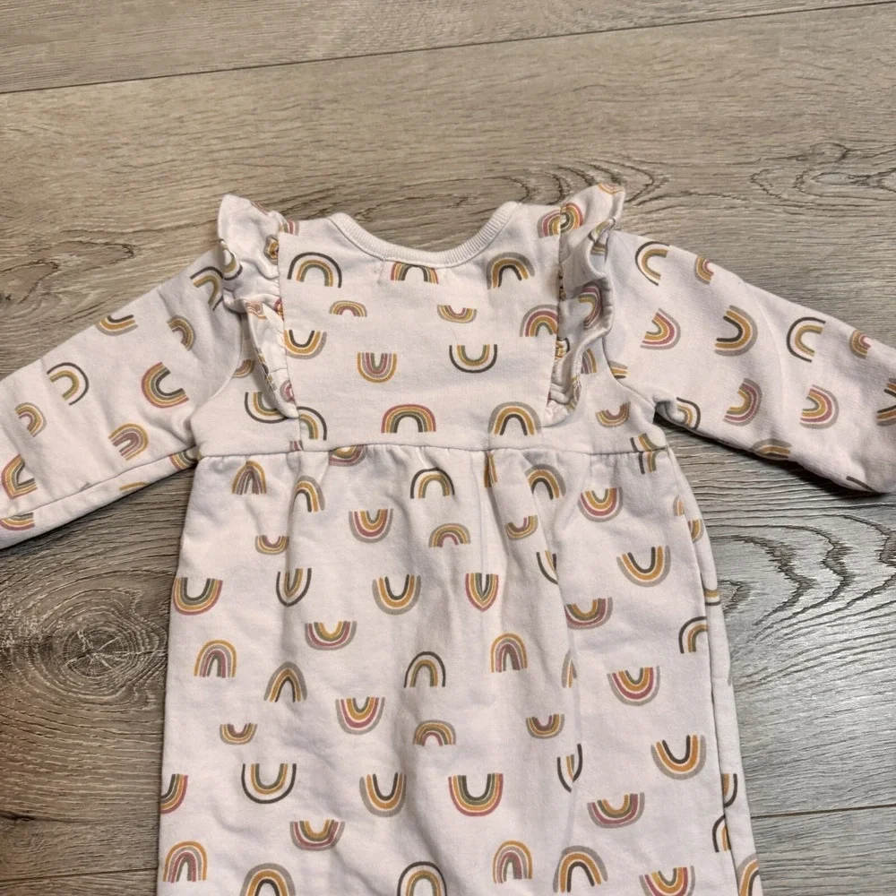Rabbit & Bear Girls Size 6-9 M French‎ Terry Rainbow Ruffle One piece Outfit
